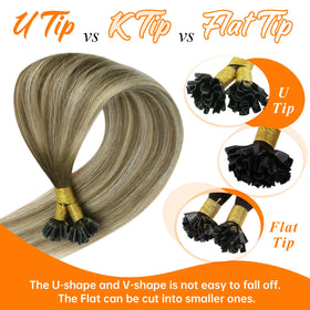 Sunny Hair U Tip extensions styled in loose waves