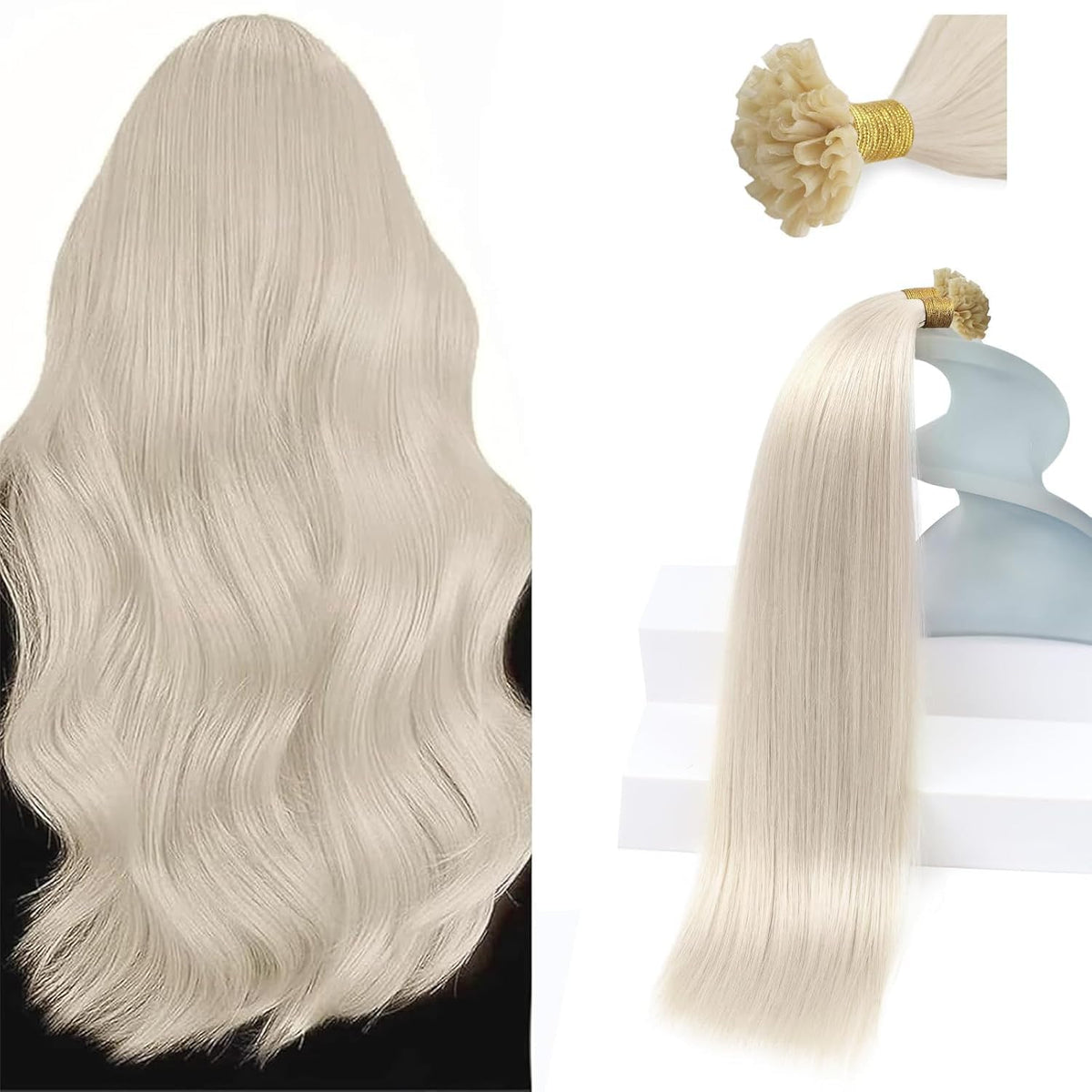 Sunny Hair U Tip Hair Extensions 18 Inch blonde front view