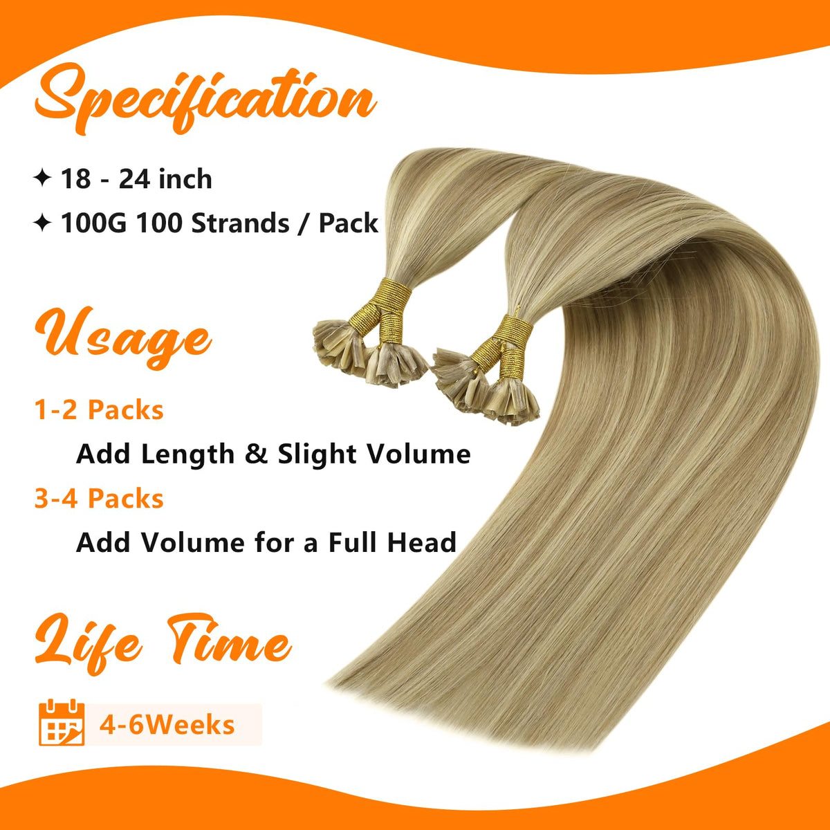 Sunny Hair U Tip Hair Extensions 18 Inch displayed in packaging