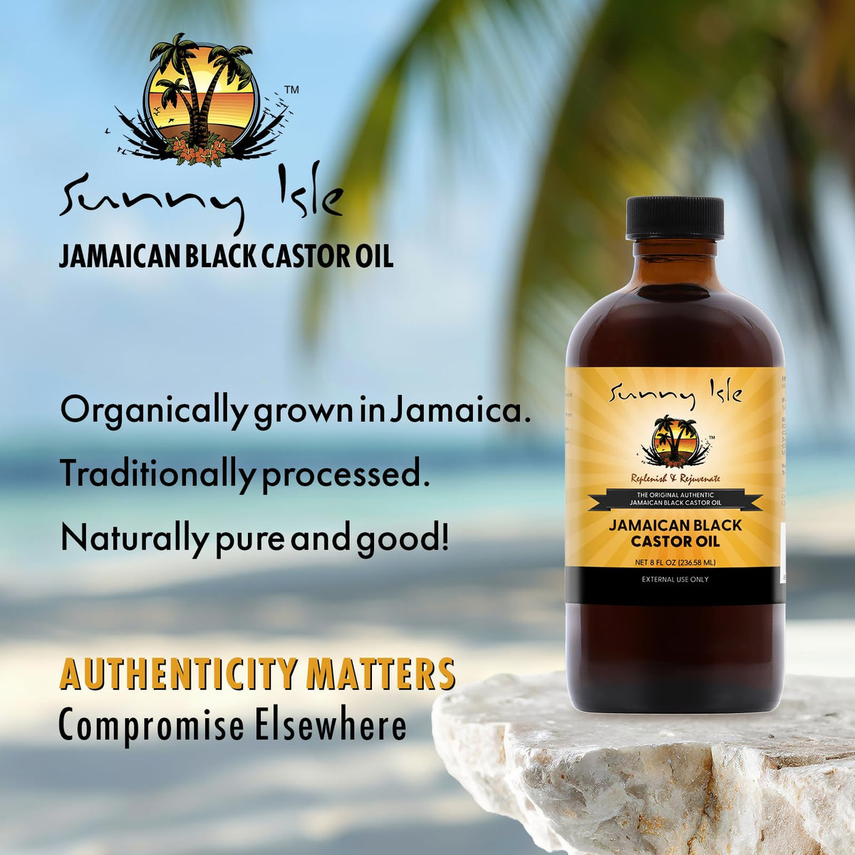Sunny Isle Jamaican Black Castor Oil 8oz with natural ingredients