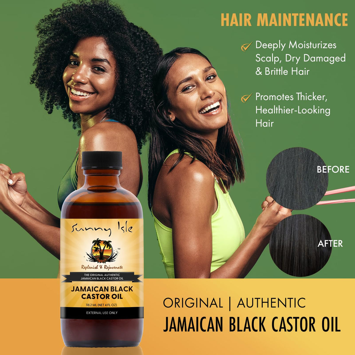 Sunny Isle Jamaican Black Castor Oil bottle with cap