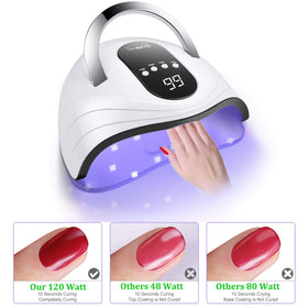 Sunrich UV Gel Nail Lamp 120W side view showing portable handle