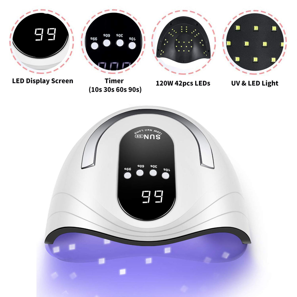 Sunrich UV Gel Nail Lamp 120W with hands inside for curing