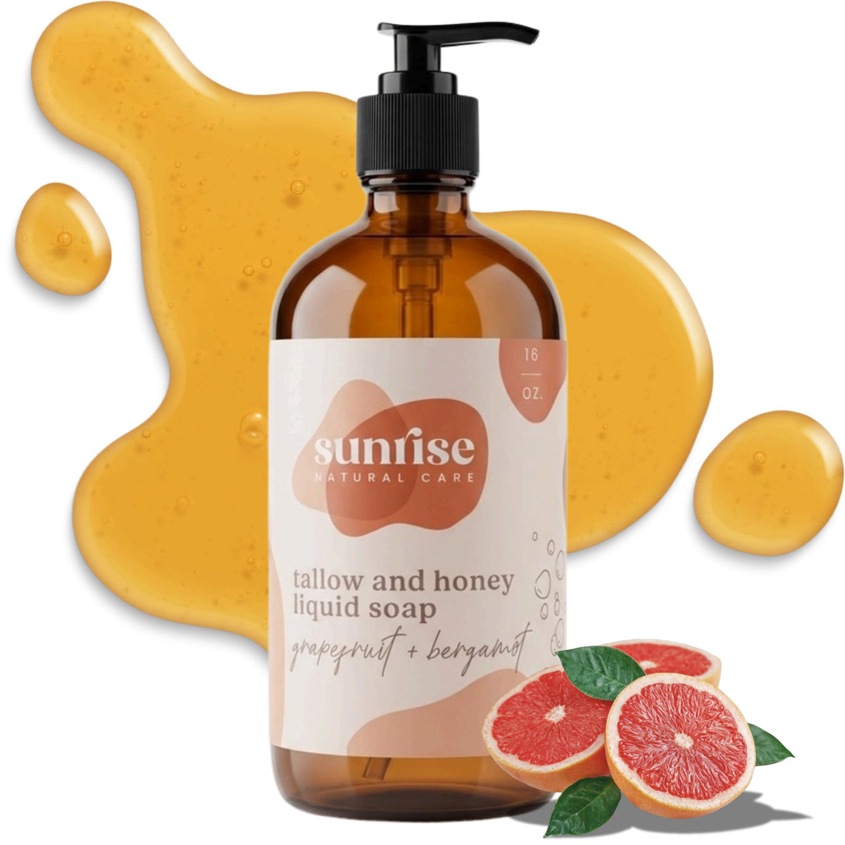 Sunrise Natural Care Tallow & Honey Liquid Soap 16 oz front view
