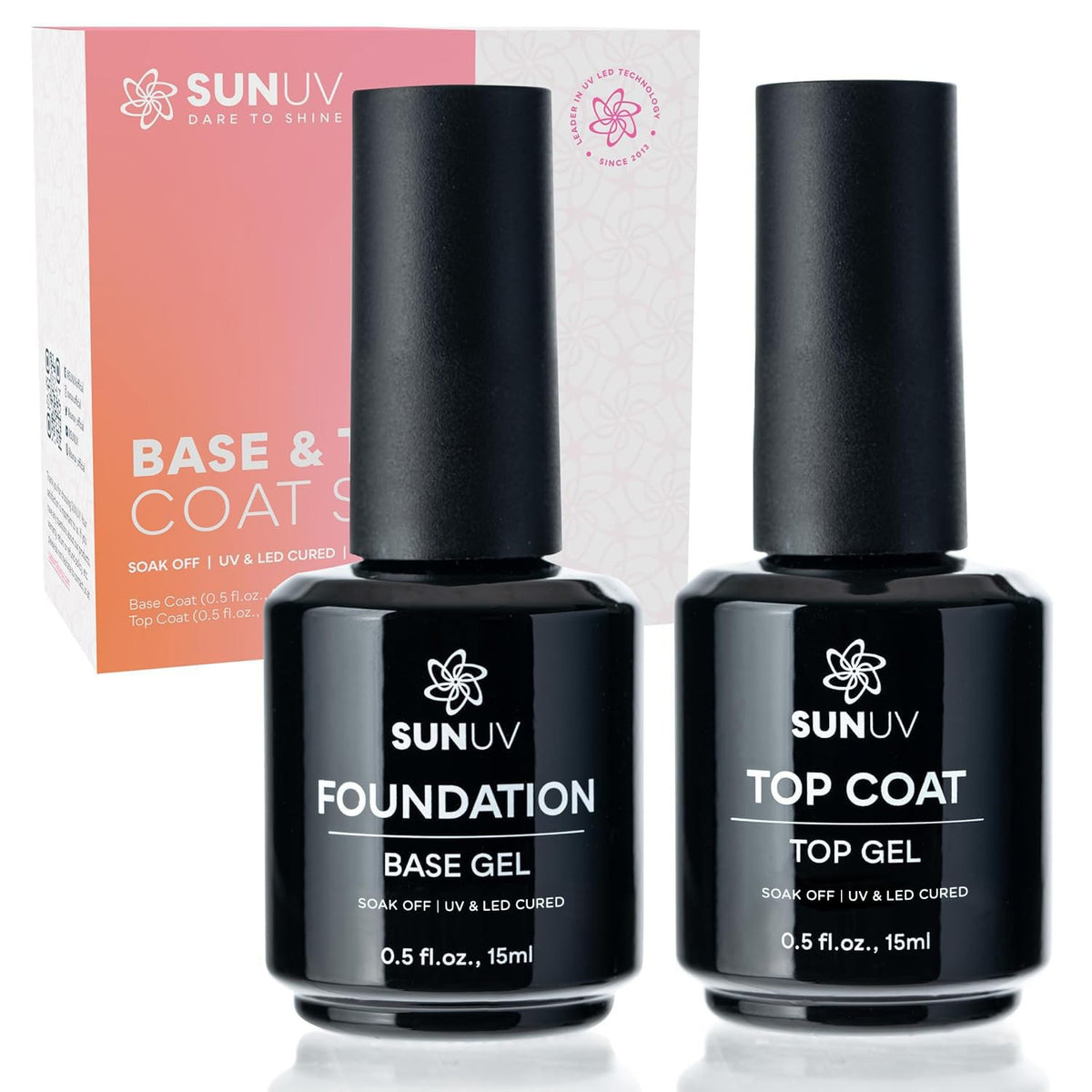 SUNUV Gel Top Coat & Base Coat Set 15ml front view