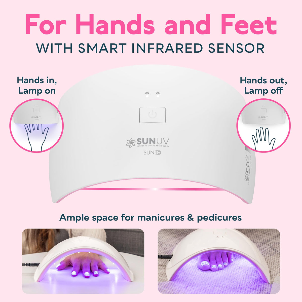 SUNUV UV LED Nail Lamp SUN9C Pink side view