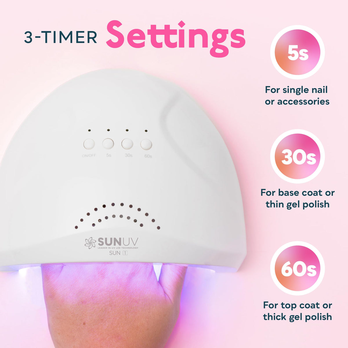 SUNUV UV LED Nail Lamp with removable base for easy cleaning