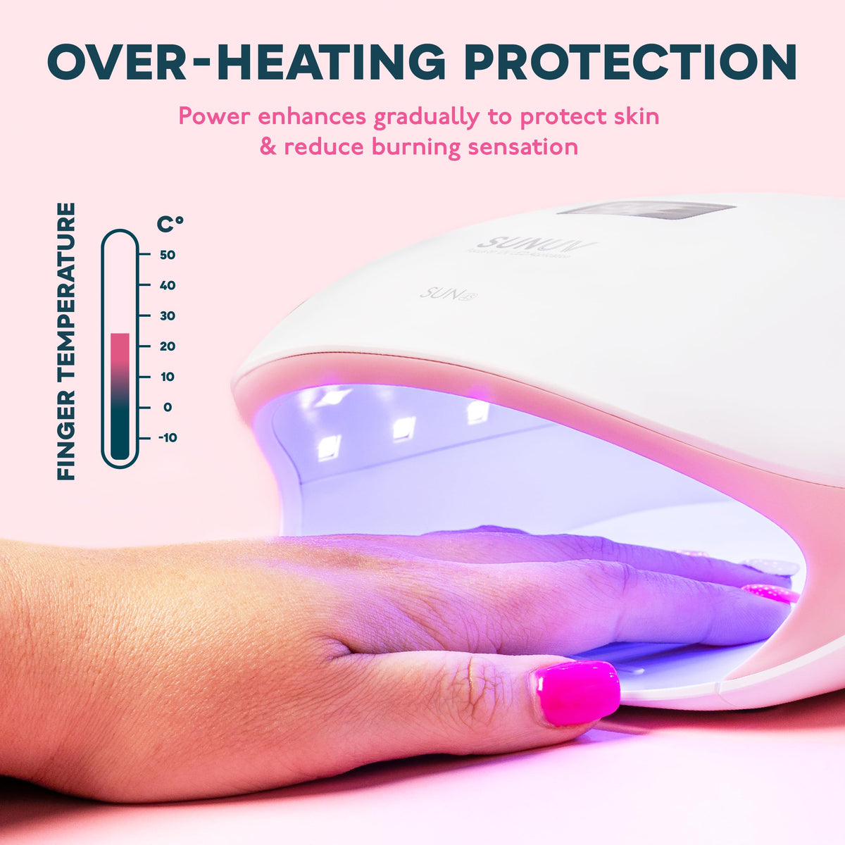 SUNUV UV Nail Lamp displaying preset time options