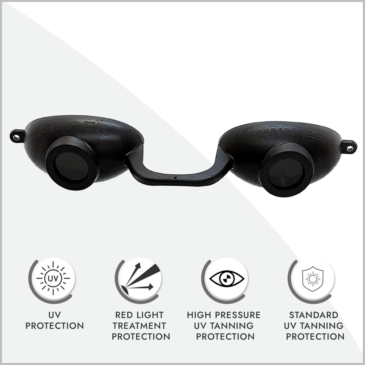 Super Sunnies goggles side view with flexible eyecups