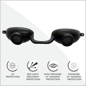 Super Sunnies goggles side view with flexible eyecups