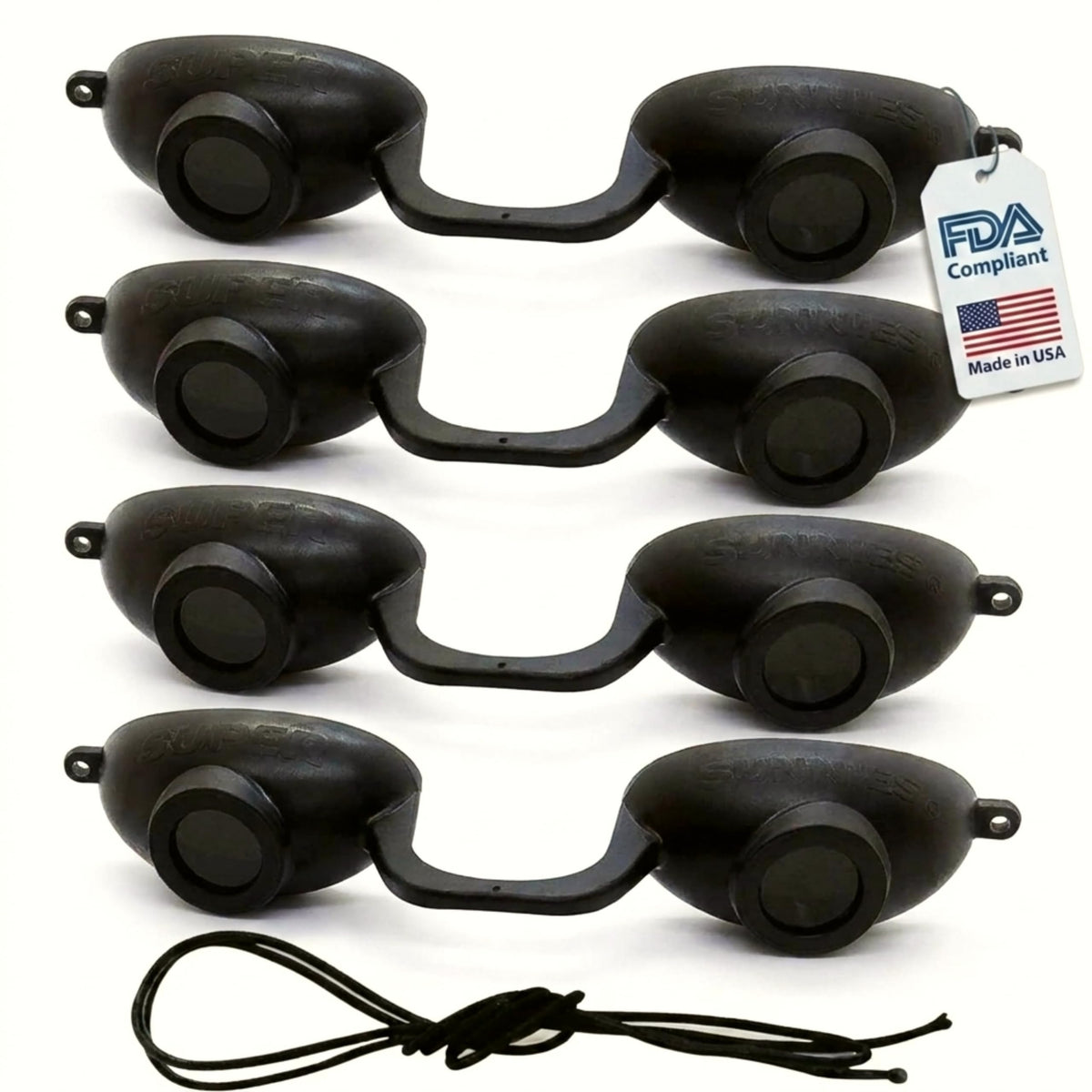 Super Sunnies tanning bed goggles black front view