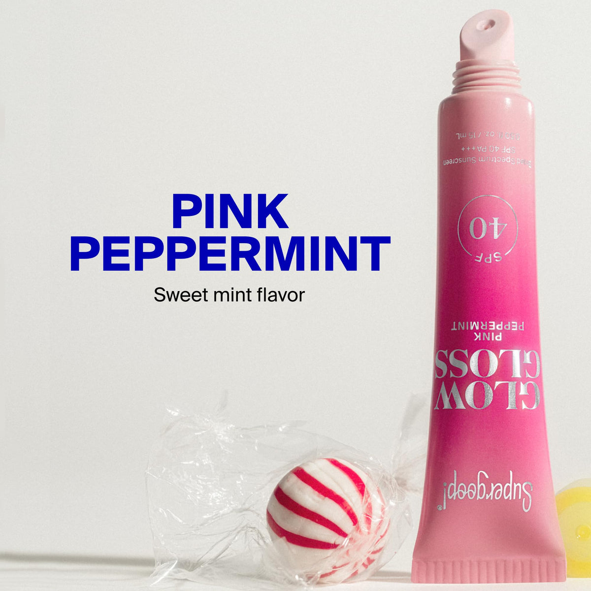 Supergoop! Glow Gloss SPF 40 Lip Balm back view showing ingredients