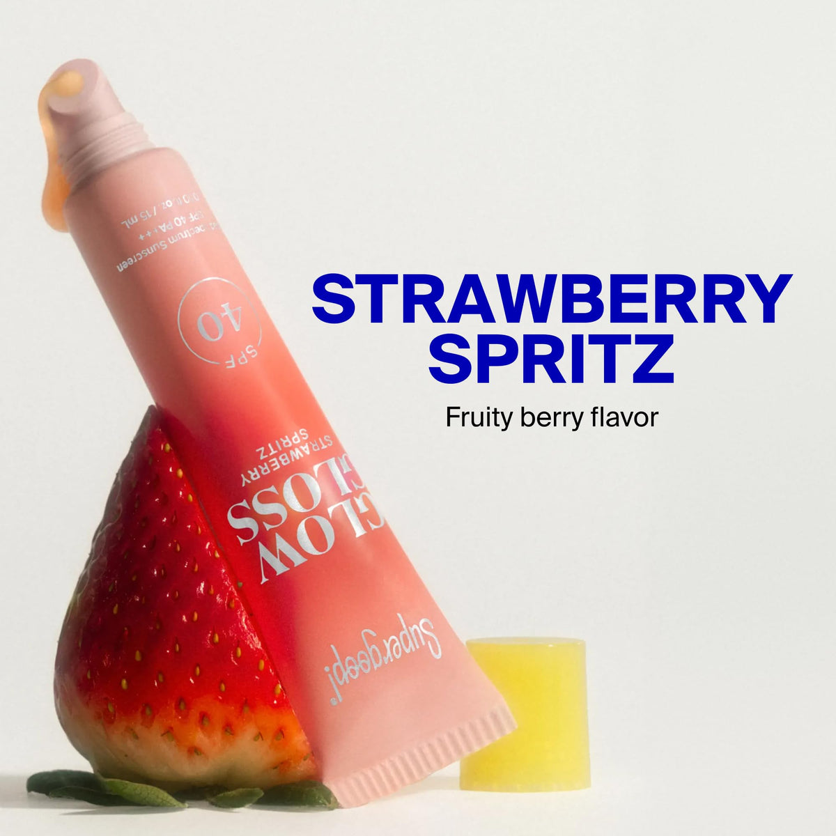 Supergoop! Glow Gloss SPF 40 Lip Balm Strawberry Spritz packaging