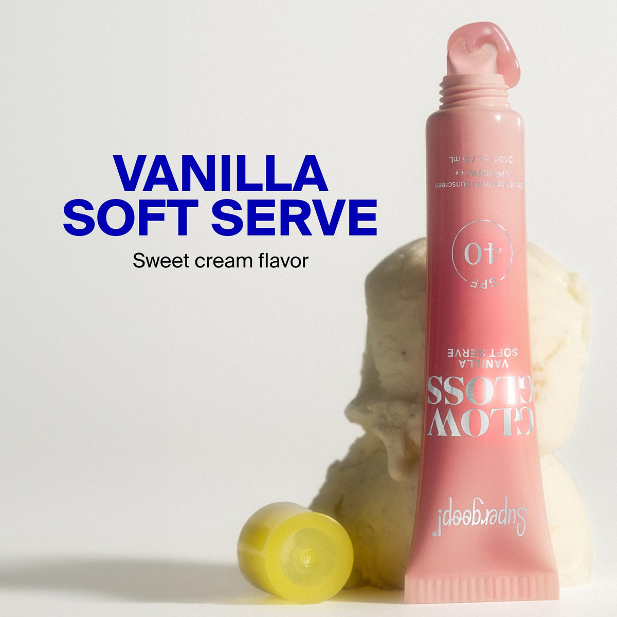 Supergoop! Glow Gloss SPF 40 Lip Balm Vanilla Soft Serve packaging