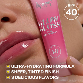 Supergoop! Glow Gloss SPF 40 Lip Balm Vanilla Soft Serve texture close-up
