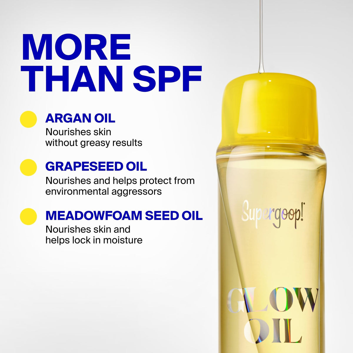 Supergoop! Glow Oil bottle with ingredients list on packaging