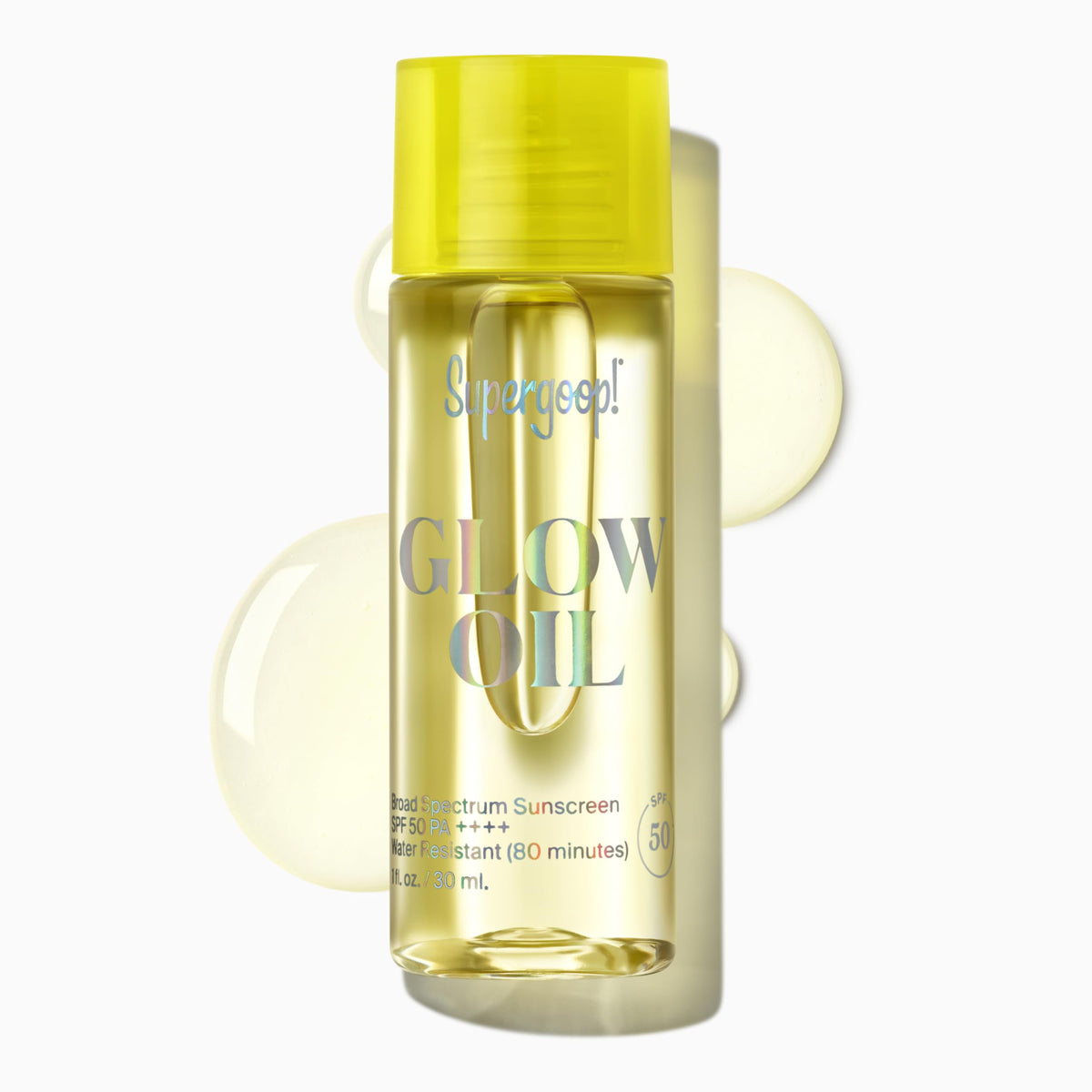 Supergoop! Glow Oil front view with SPF 50 label