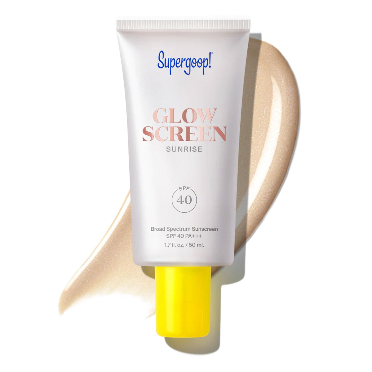 Supergoop! Glowscreen SPF 40 front view with pearlescent finish