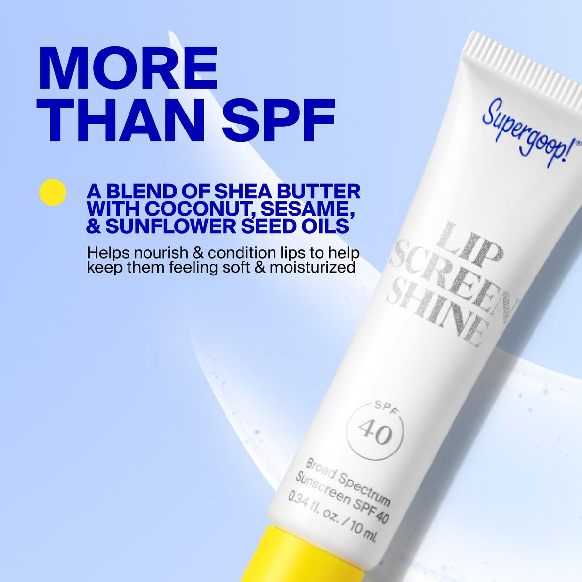 Supergoop! Lipscreen Shine SPF 40 clear lip gloss on lips