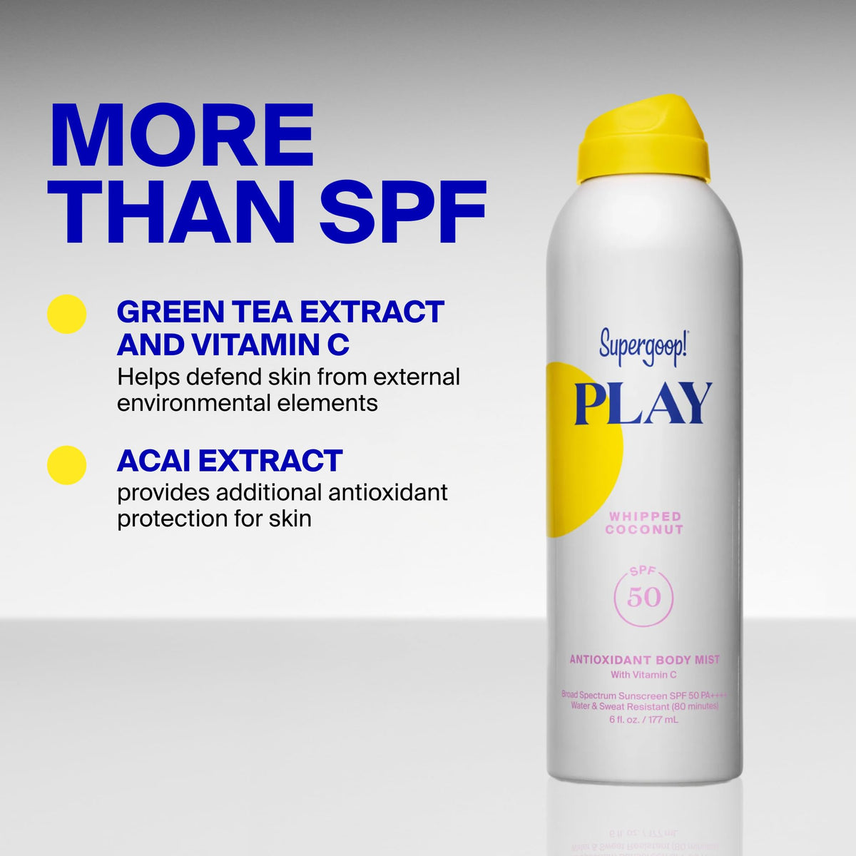 Supergoop! PLAY Antioxidant Body Mist SPF 50 with coconut scent