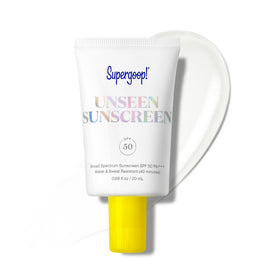 Supergoop! Unseen Sunscreen SPF 50 front view with clear packaging