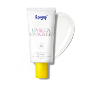 Supergoop! Unseen Sunscreen SPF 50 front view with clear packaging