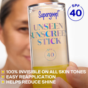 Supergoop! Unseen Sunscreen Stick SPF 40 application on skin