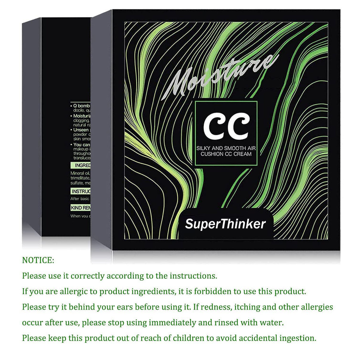 SuperThinker Cushion Foundation Concealer full view with sponge