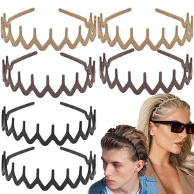 Supgoodom 6 PCS Zig Zag Headbands assorted colours front view