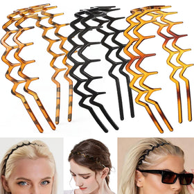 Supgoodom 6 PCS Zig Zag Headbands in classic black and retro leopard patterns