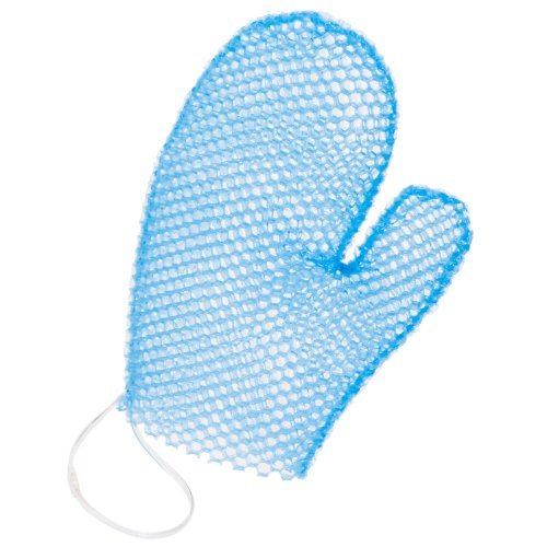 Supracor Spa Bath Mitt blue displayed with travel essentials