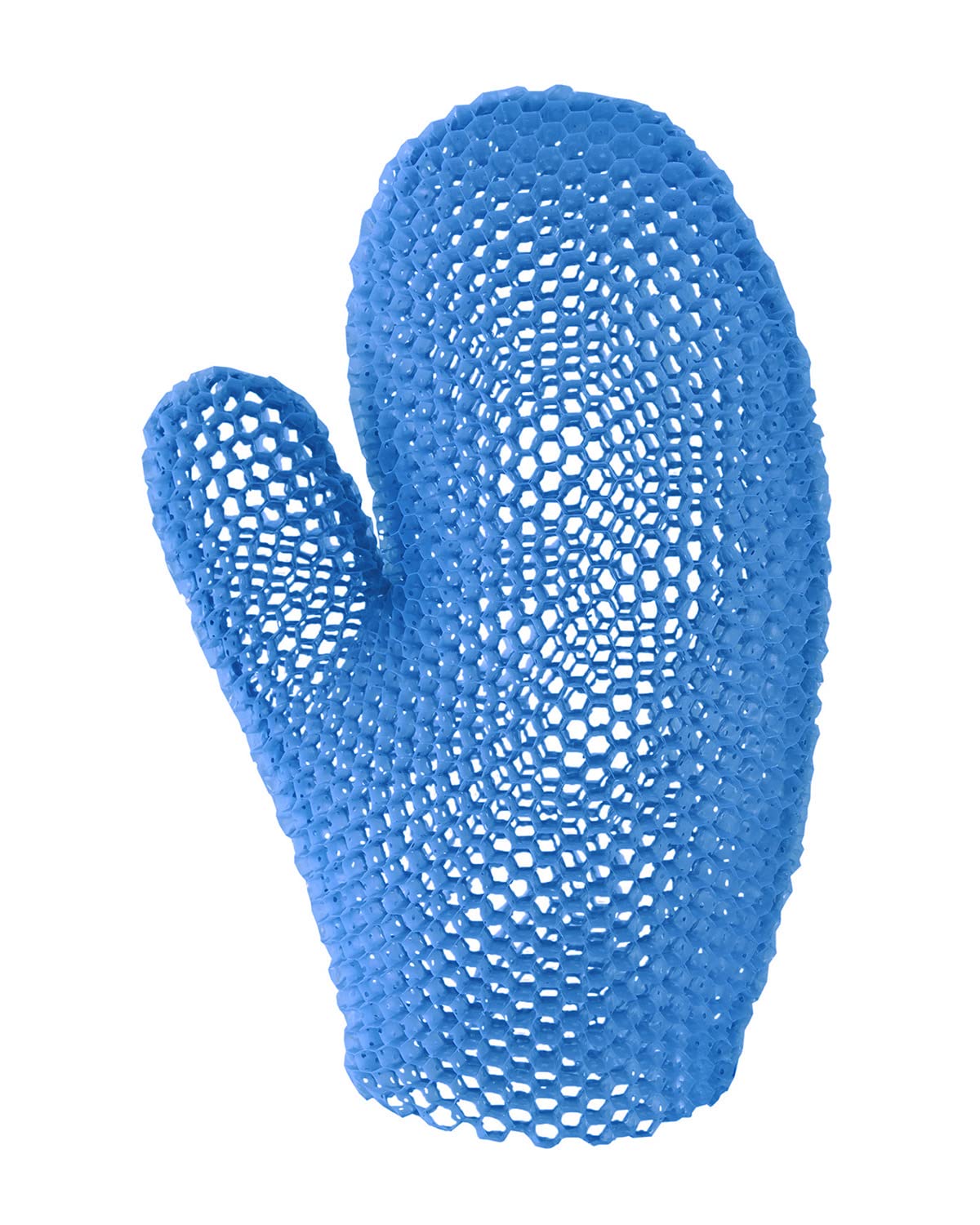 Supracor Spa Bath Mitt blue front view with honeycomb texture