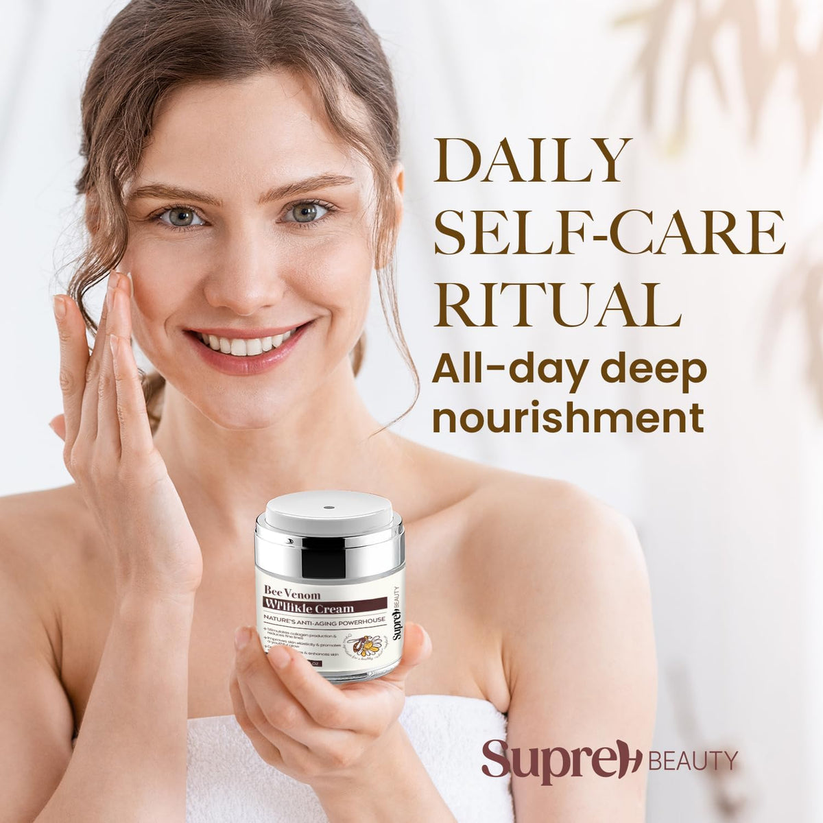SupreH Bee Venom Wrinkle Cream side view showing packaging