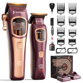 SUPRENT Professional Barber Clippers front view with charging stand