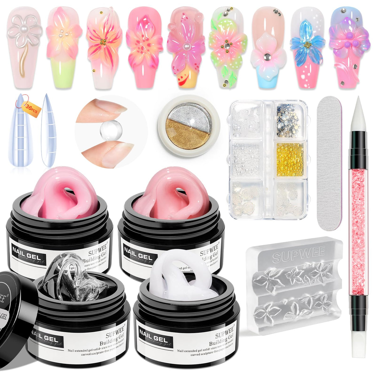 SUPWEE 3D Nail Gel Sculpting Gel in four colours