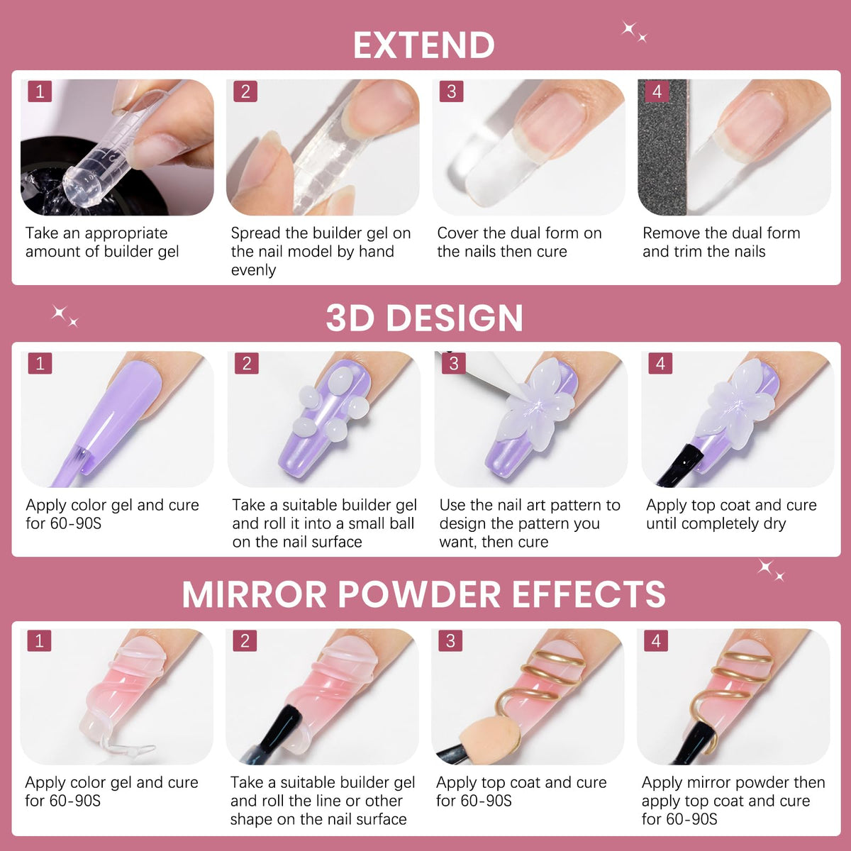 SUPWEE 3D Nail Gel Sculpting Gel on display with nail art