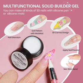 SUPWEE 3D Nail Gel Sculpting Gel with nail extend molds and silicone pen