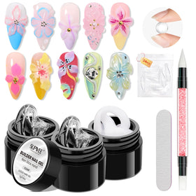 SUPWEE 3D Sculpting Gel clear and milky white tubes with nail art accessories