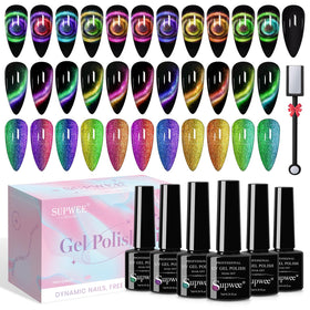 SUPWEE Cat Eye Gel Nail Polish Set with 11 vibrant colours
