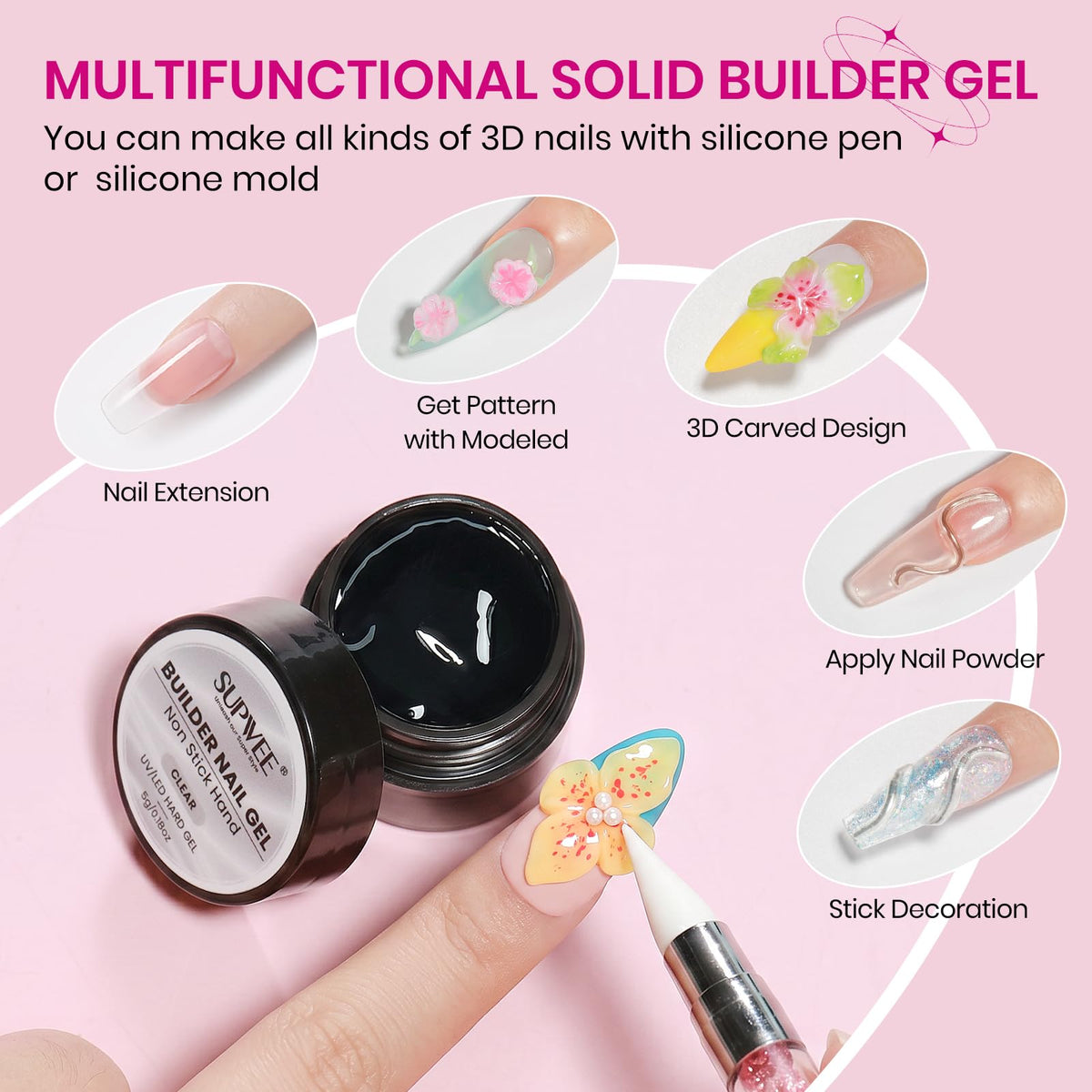 SUPWEE Molding Gel packaging with 24PCS nail extend molds