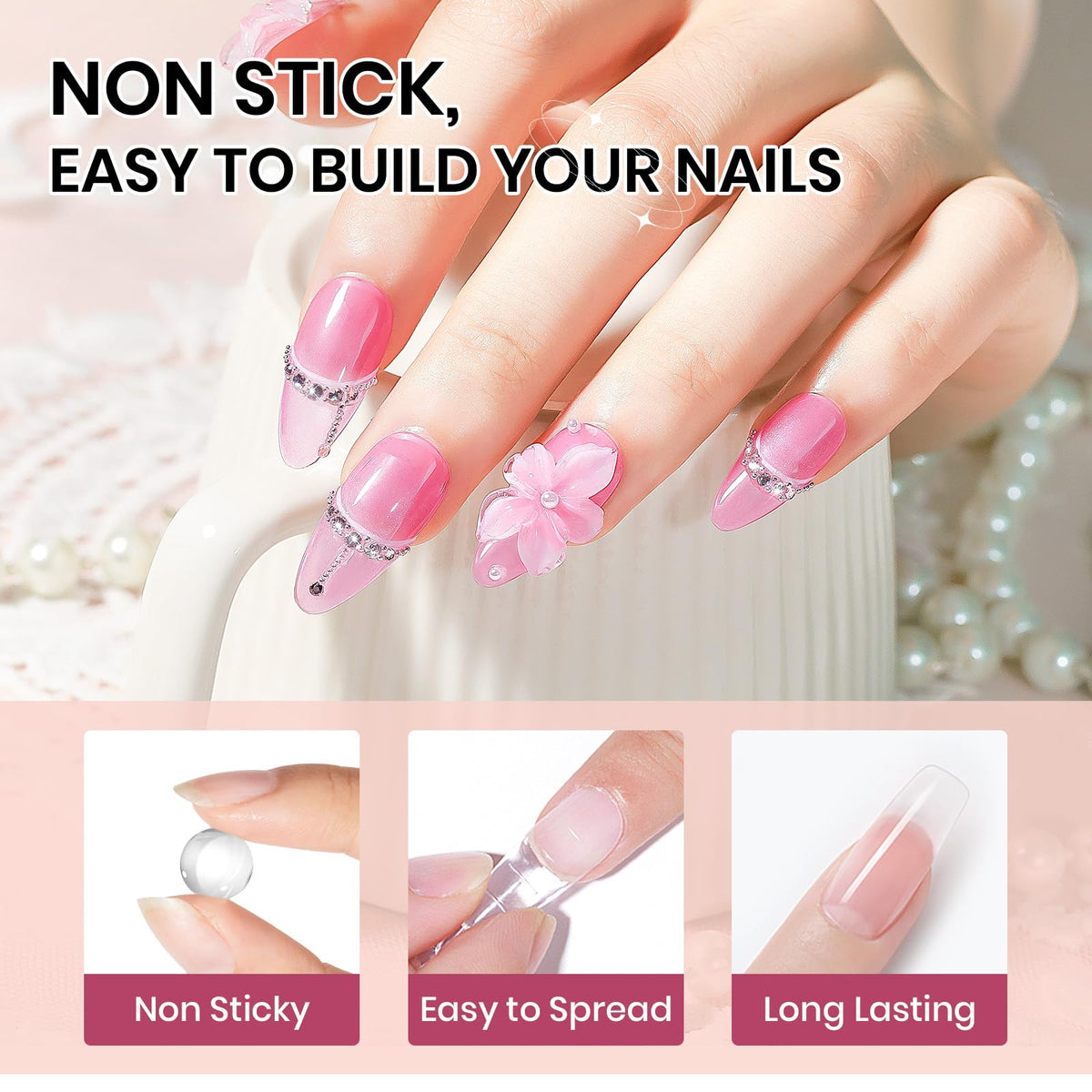 SUPWEE Super Adhesive Nail Rhinestone Gel in use