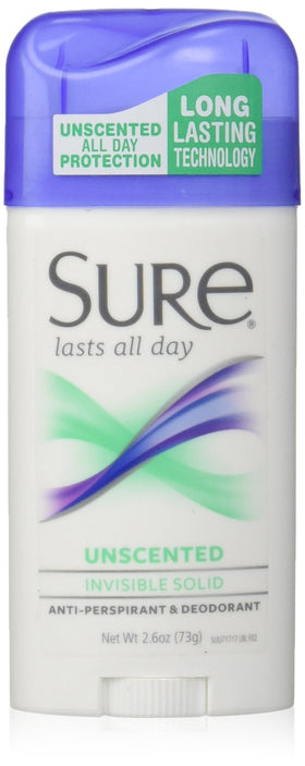 Sure Invisible Solid Anti-Perspirant Deodorant unscented 2.6 oz front view