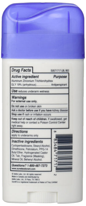 Sure Invisible Solid Anti-Perspirant Deodorant unscented pack of 6