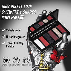 SUSIKEKI Red Eyeshadow Palette open showing 6 colors