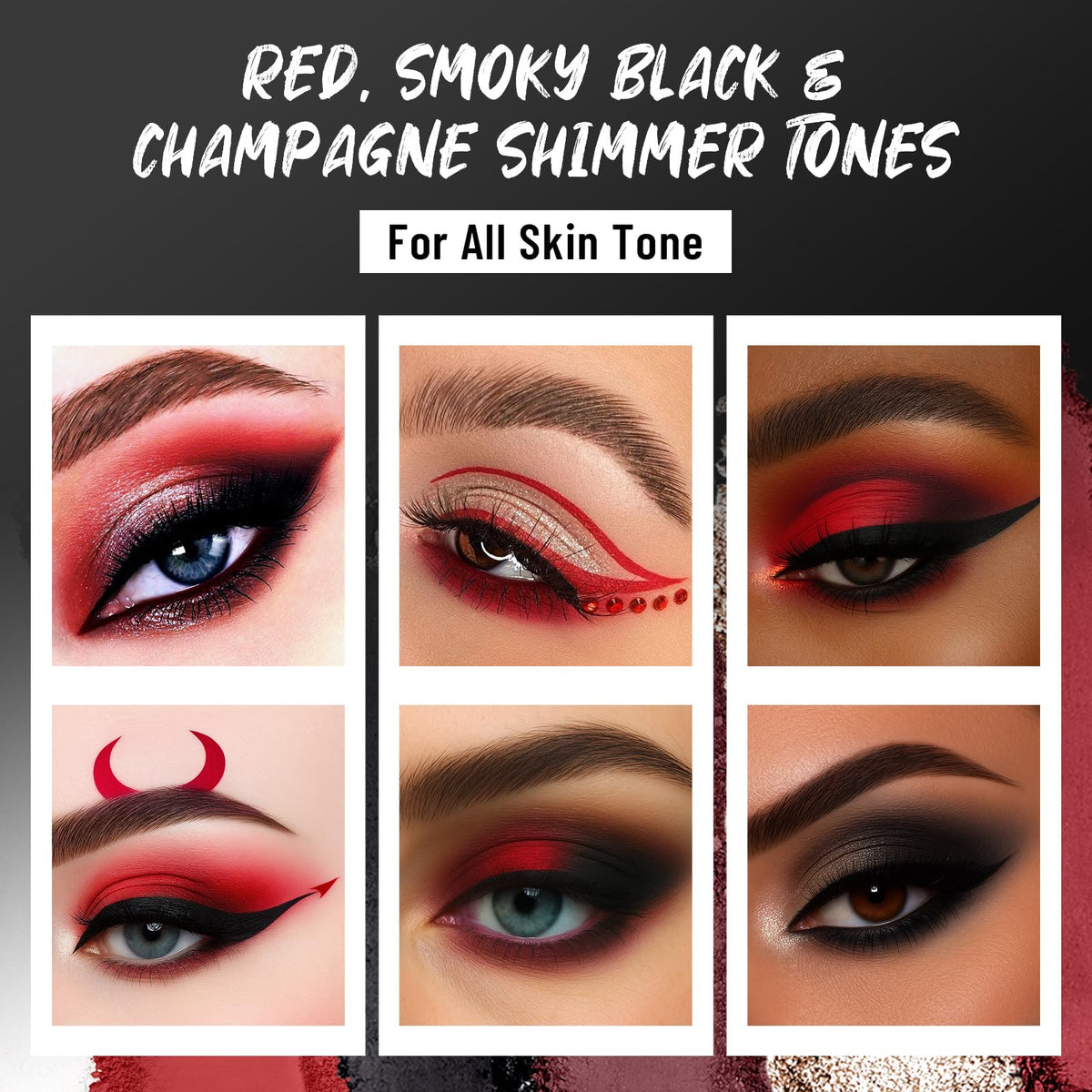 SUSIKEKI Red Eyeshadow Palette with matte black and burgundy shades
