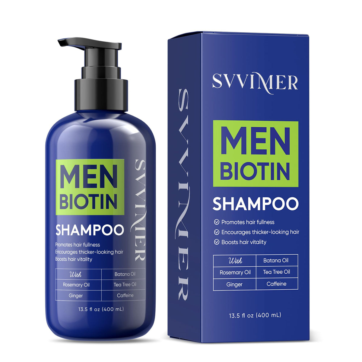 Svvimer Hair Growth Shampoo for Men front view with 13.5 Fl Oz label
