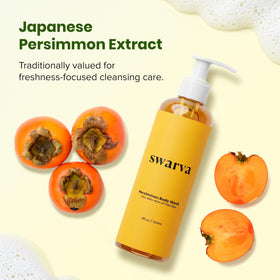 Swarva Japanese Persimmon Body Wash in a shower setting