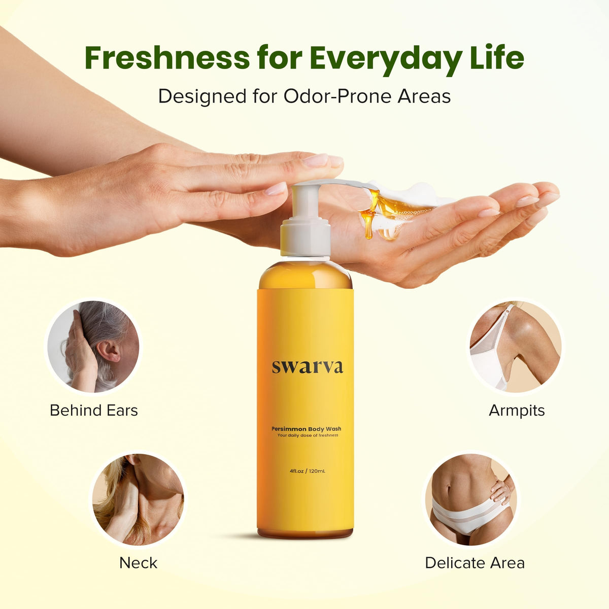 Swarva Japanese Persimmon Body Wash lather demonstration