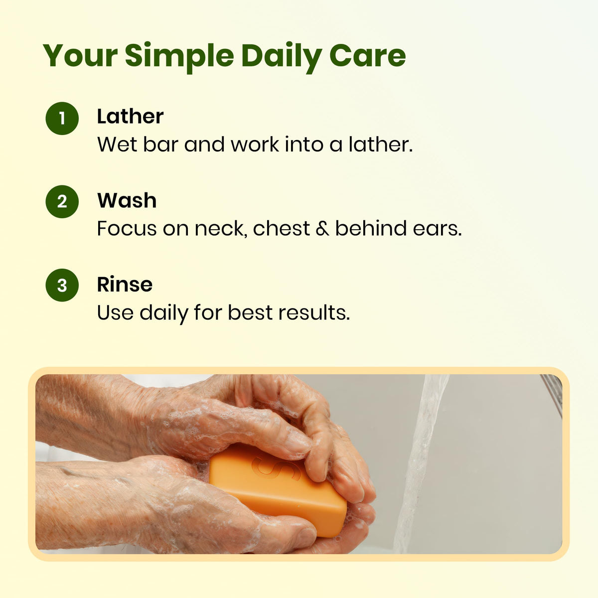 Swarva Japanese Persimmon Soap bar lathering in hands
