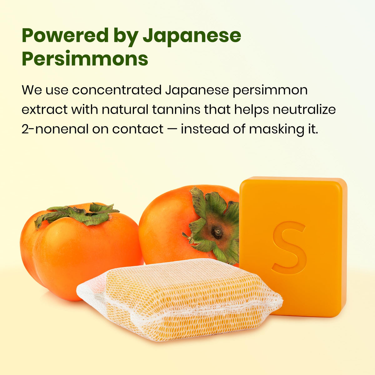 Swarva Japanese Persimmon Soap bar on a wooden soap dish